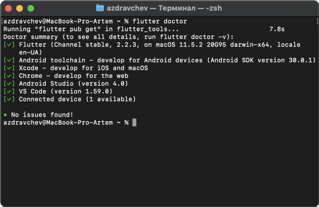 flutter run success